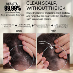 Fiora Naturals silicone bristles cleansing wet hair for exfoliating scalp care.
