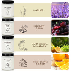 FIQNPAU lavender candle close-up, soothing fragrance for relaxing evenings.