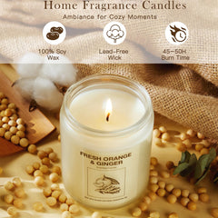 FIQNPAU orange candle close-up, warm citrus aroma for cozy days.