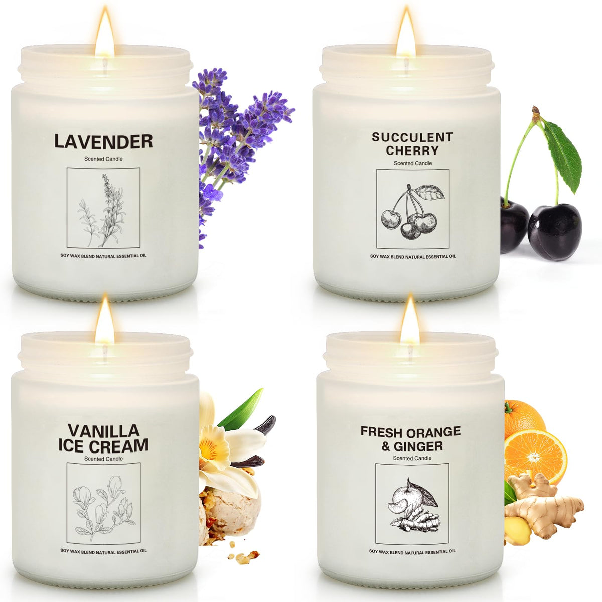 FIQNPAU lavender soy candle image; relaxes spaces with calming scent.
