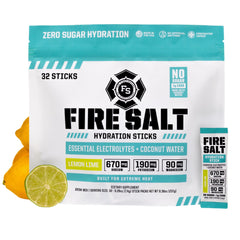 Fire Science Fire Salt Hydration Stick lemon lime dissolving in water for quick hydration.