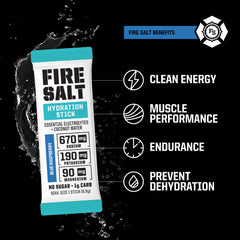 Fire Science Fire Salt Hydration Sticks pack back highlights sugar-free formulation