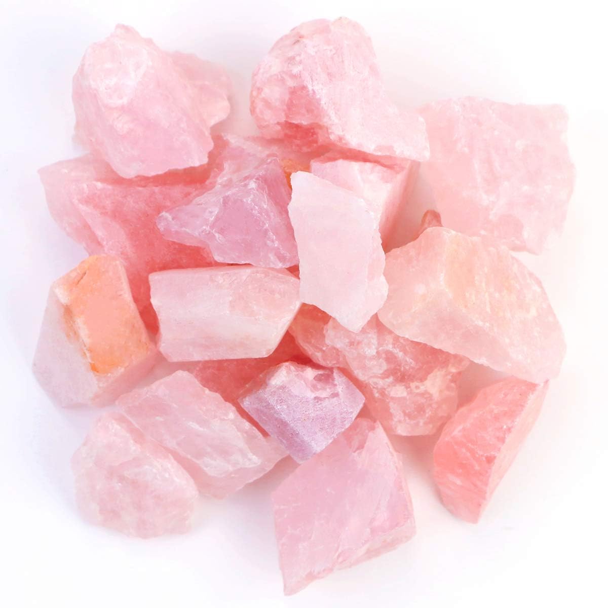 FIREBOOMOON rose quartz rough 2lb closeup shows natural color and texture