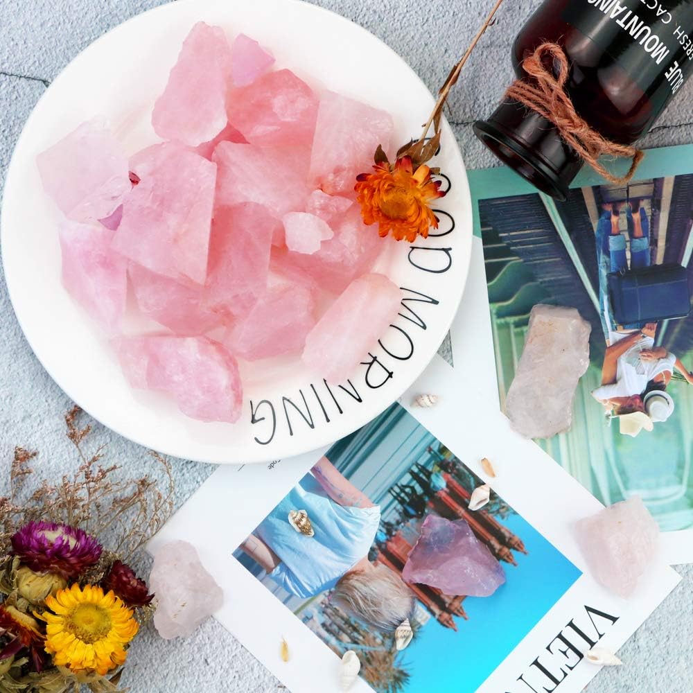 FIREBOOMOON rose quartz rough cab-table stones for crafting
