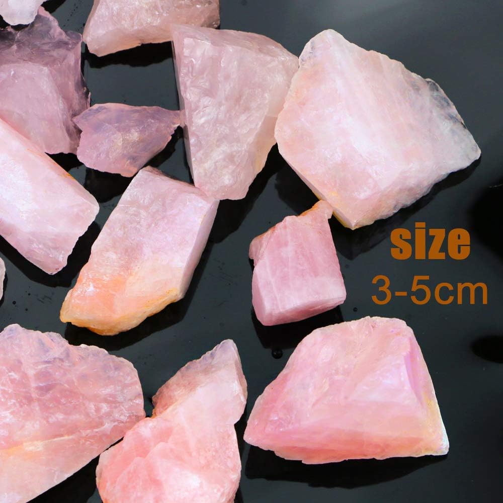 FIREBOOMOON rose quartz rough closeup highlights color variation