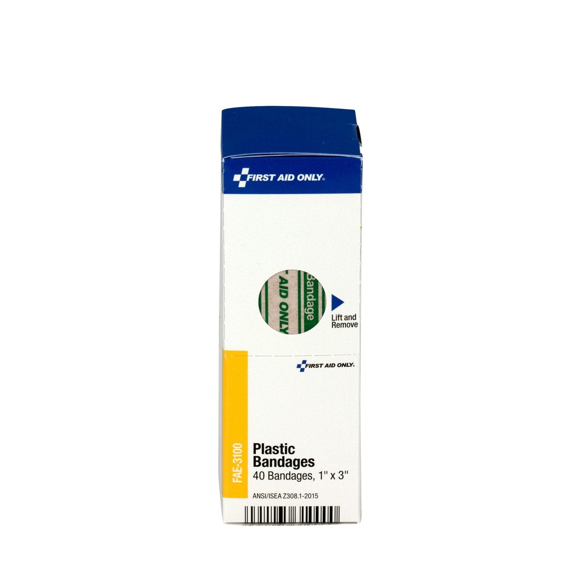 Closeup of FAE-3100 bandages showing breathable plastic backing and non-stick pad