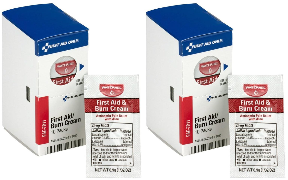 First Aid Only FAE-7011 burn cream packets, compact and portable for minor burn relief.
