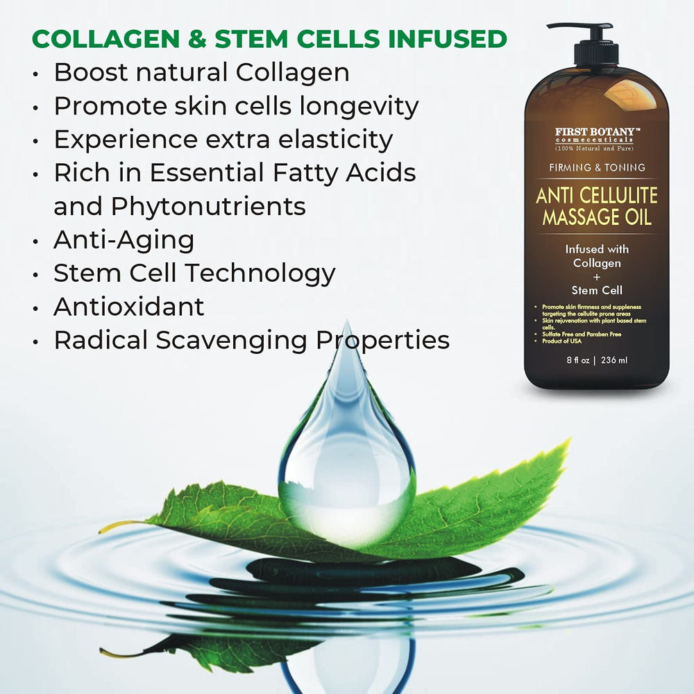 First Botany cellulite oil close-up highlights lightweight, non-greasy feel