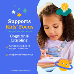 FIRST DAY Kids Focus gummies peach close-up presents a tasty daily brain boost.