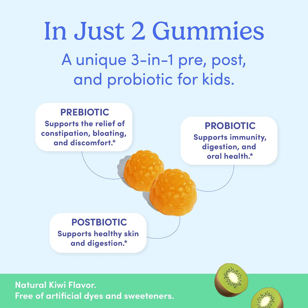 Two gummies serving visual representing the 3-in-1 tribio concept for digestion and immunity.