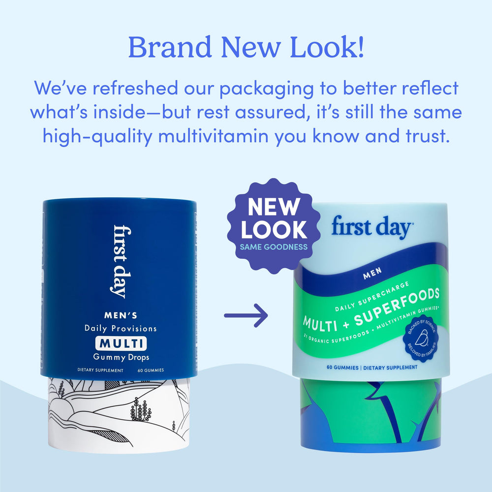 Close-up of First Day Men Gummies, offering tasty, convenient daily nutrition.