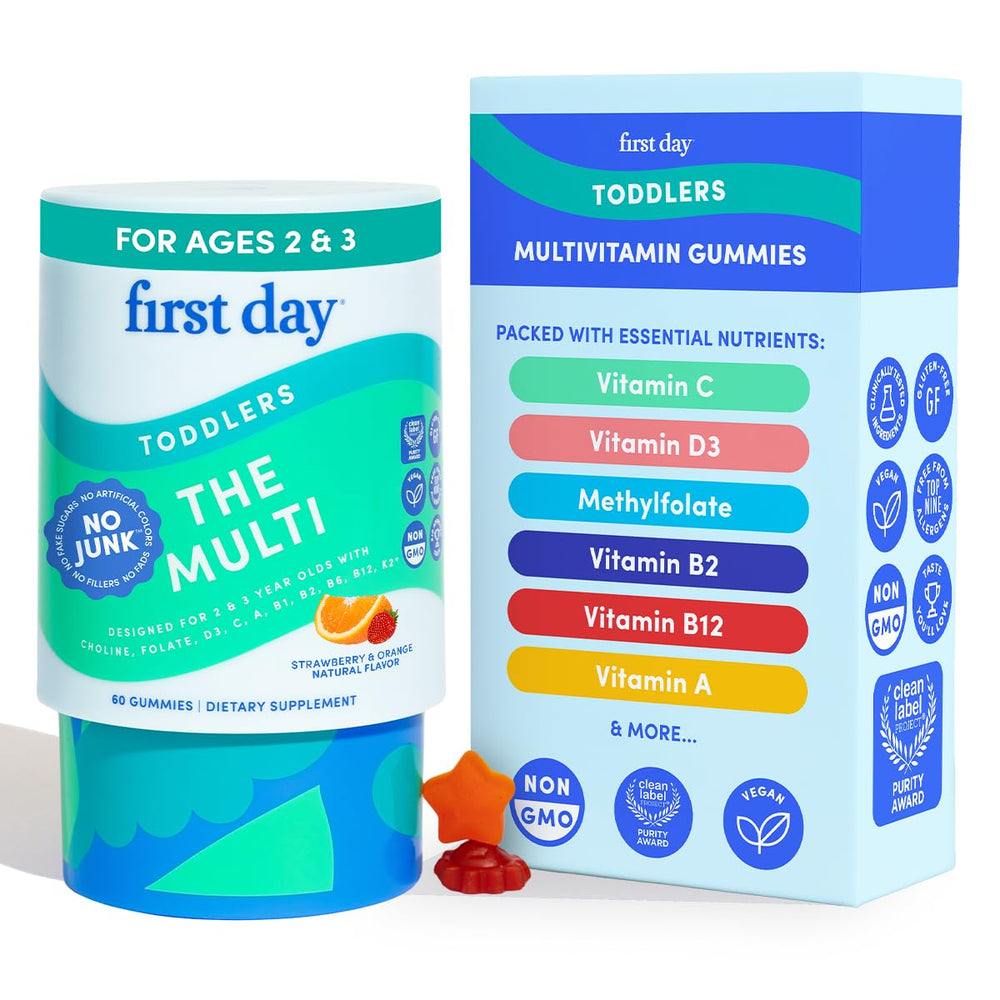 First Day toddler multivitamin gummies bottle front showing 60 gummies