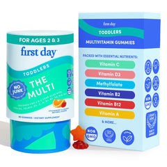First Day toddler multivitamin gummies bottle front showing 60 gummies