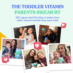 Gummy texture and fruity color from First Day toddler vitamins
