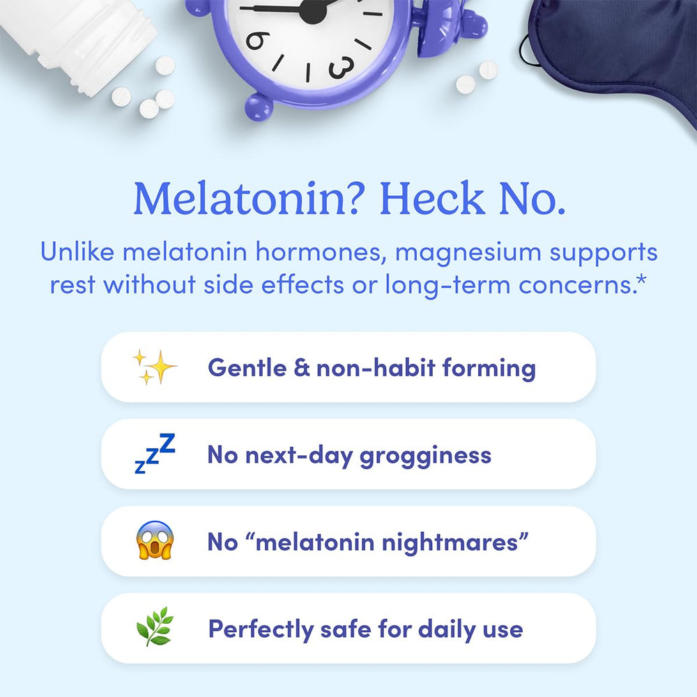 FIRST DAY Nighttime Reset contains no melatonin to avoid overnight grogginess.