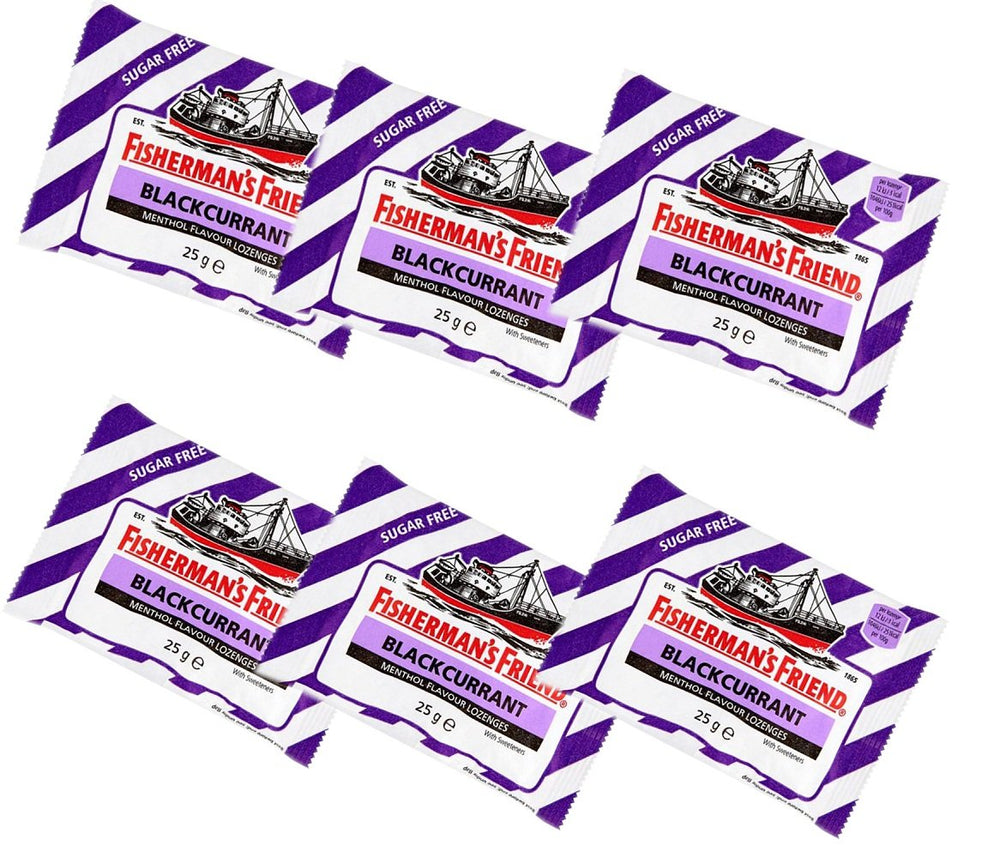 Fisherman's Friend Blackcurrant Lozenges Sugar Free pack, bold flavor for on-the-go use