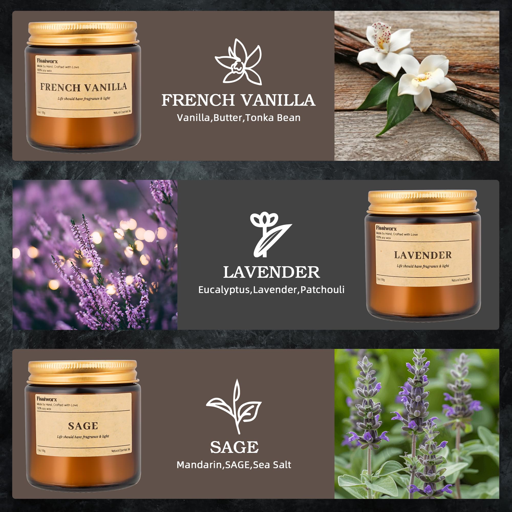 fissiworx lavender candle with dried bouquet relaxing aroma