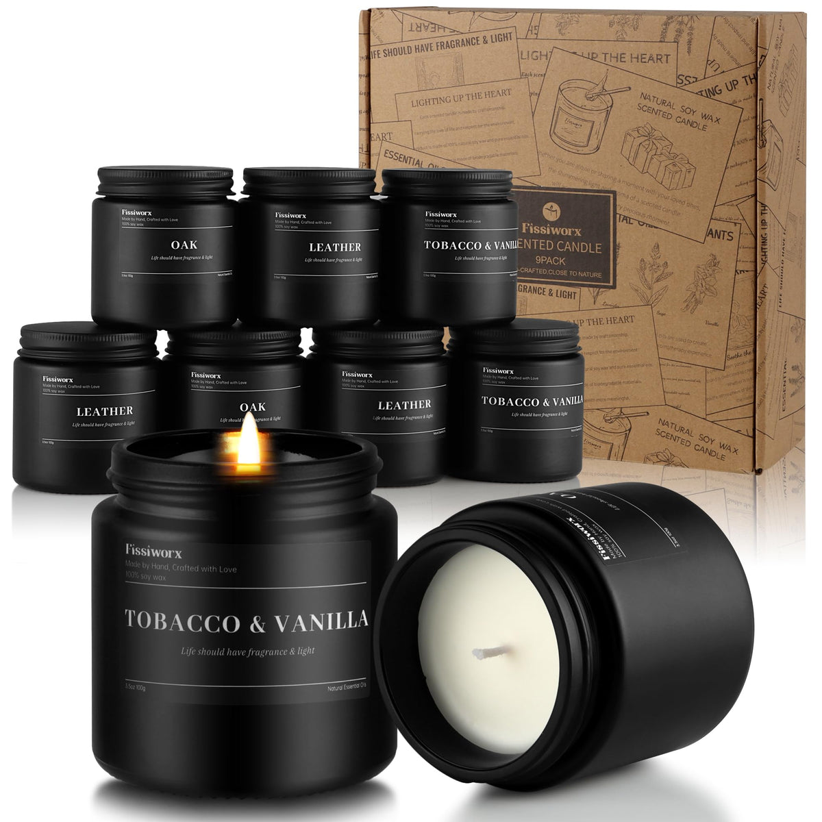 FISSIWORX Vanilla candle jar for cozy evenings with warm caramel notes