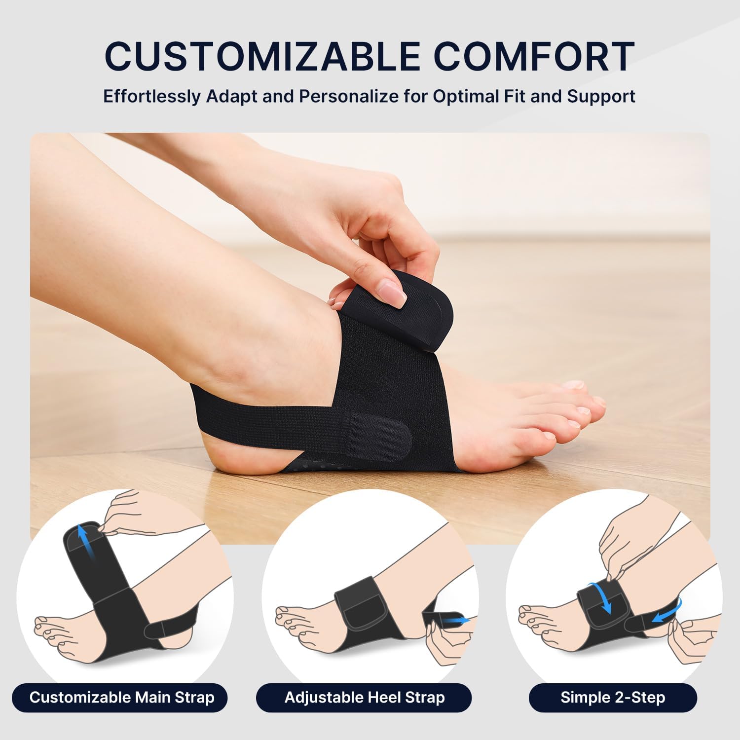 Fit Geno arch support brace breathable moisture-wicking fabric for all-day comfort.