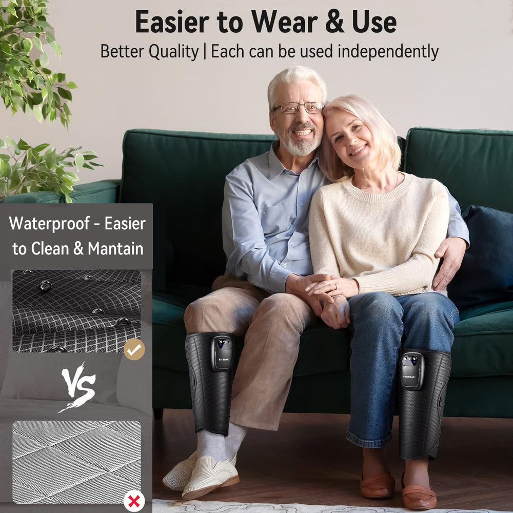 Fit King calf massager with Velcro wrap adjustable to different legs.