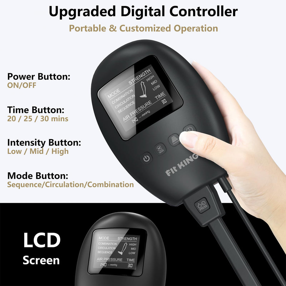 FIT KING control panel shows modes and intensity for personalized therapy
