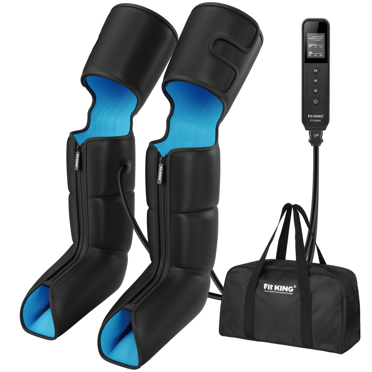FIT KING air compression boots deliver a 360-degree massage for full-leg relaxation at home.