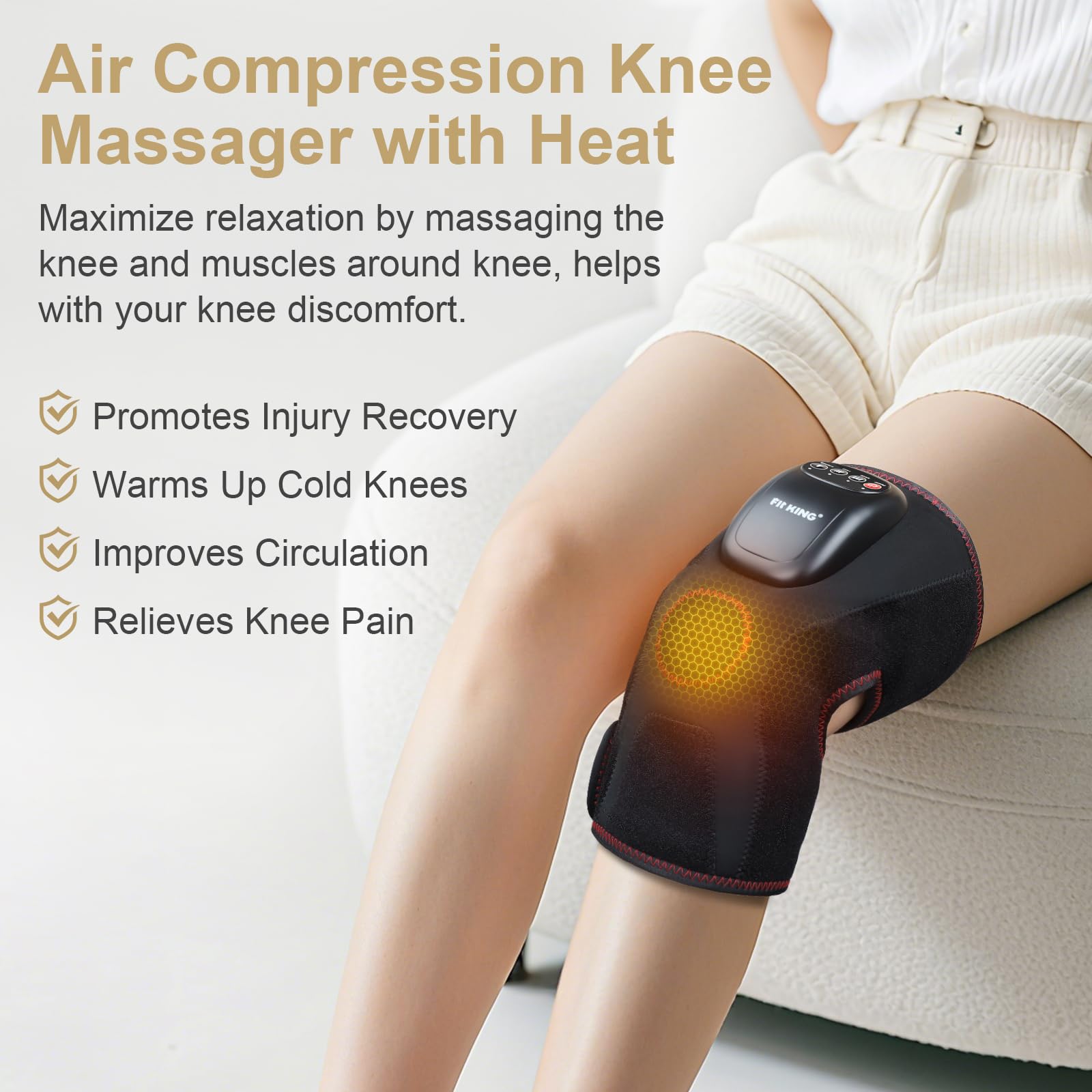 Close-up of FIT KING airbags providing kneading-like support for knee comfort.