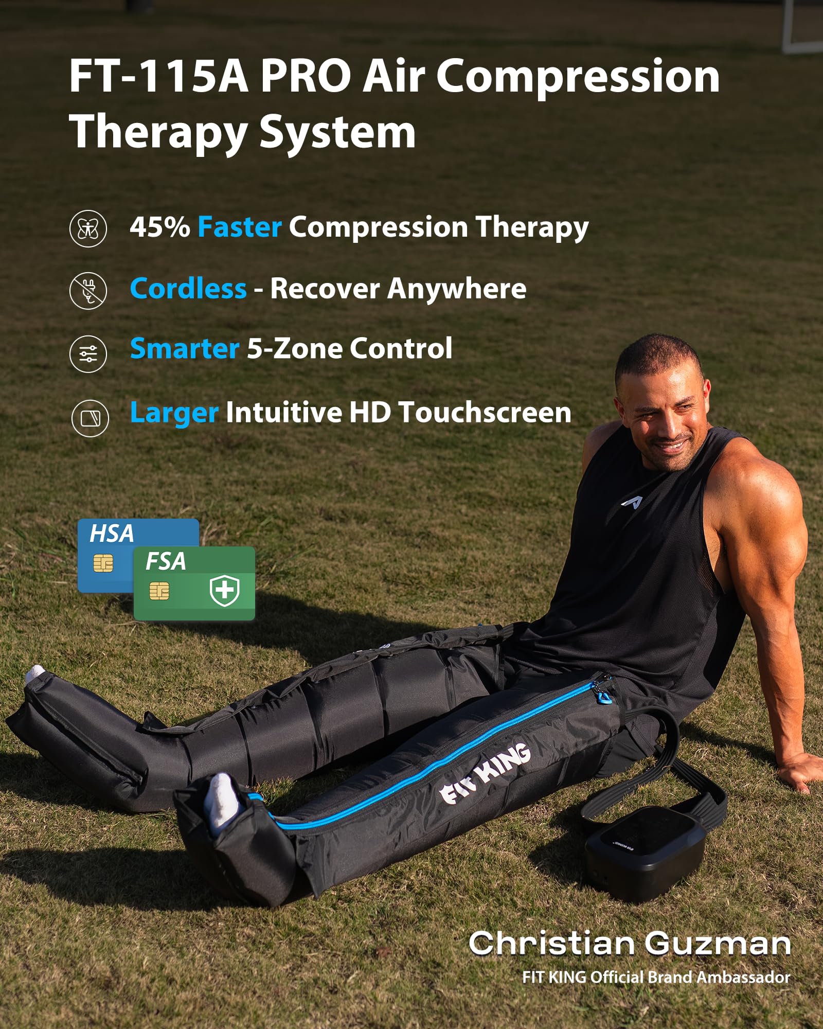 Cordless FT-115A massager with 2500mAh battery for portable recovery
