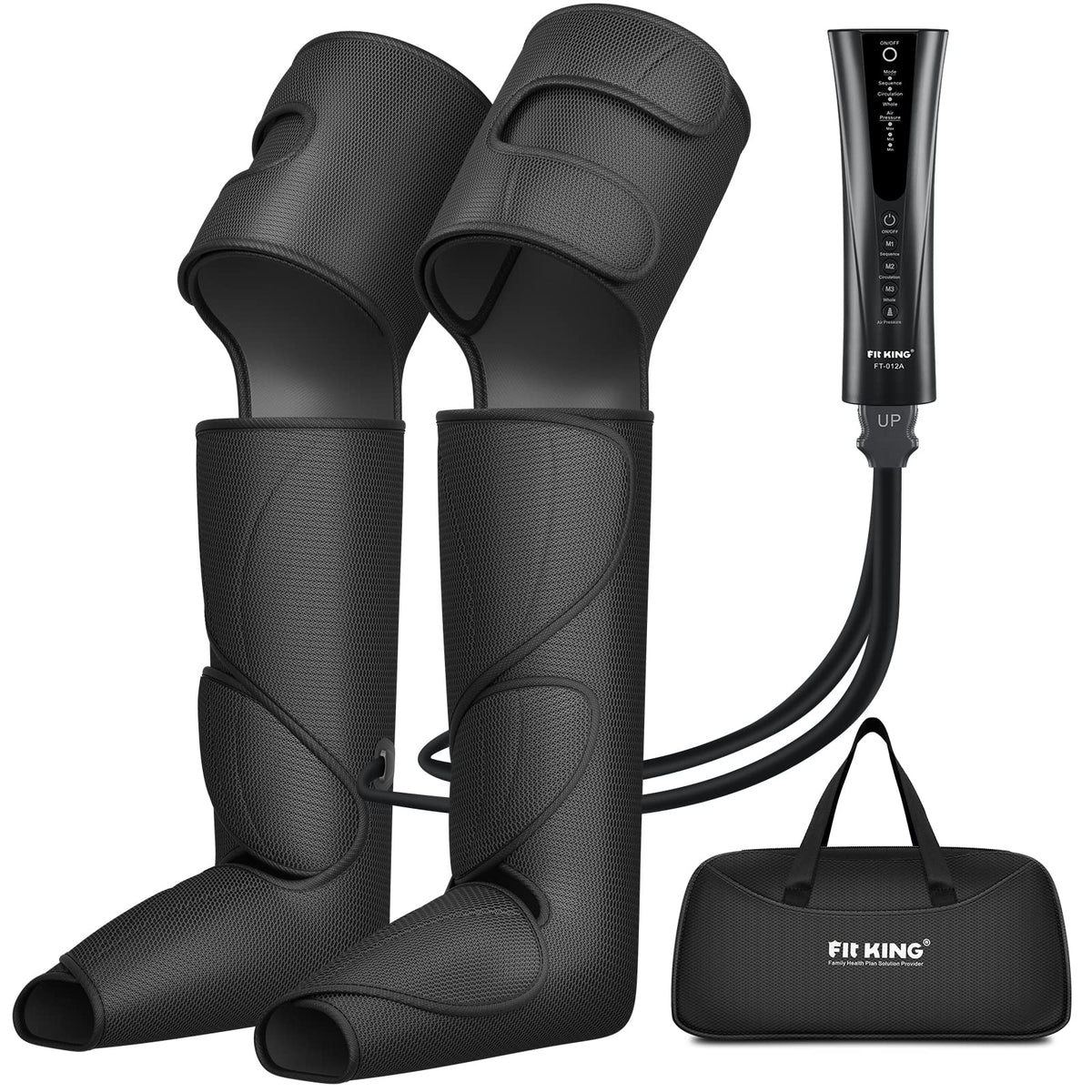 FIT KING foot and leg massager wrapping from feet to thighs for full coverage.