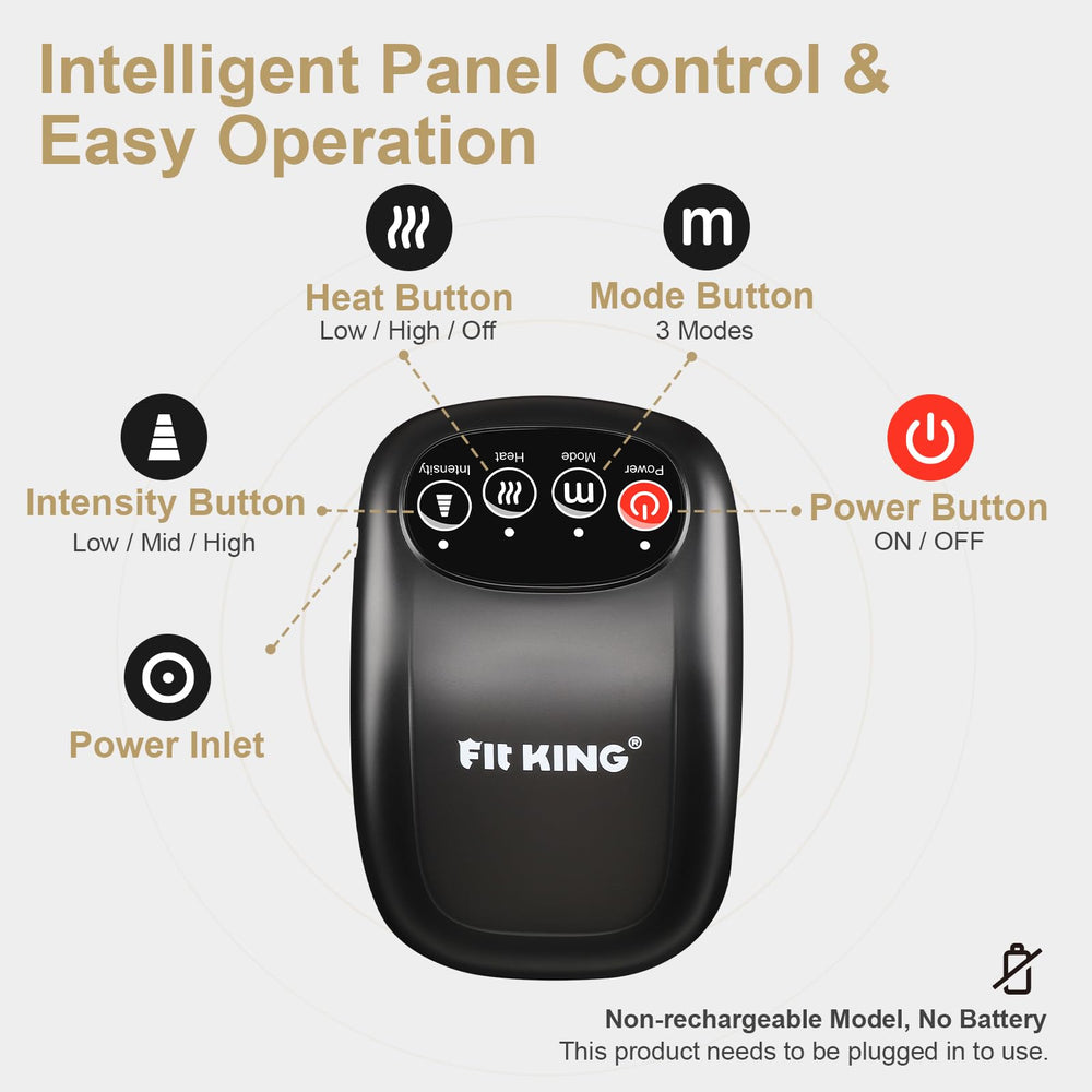 FIT KING knee massager adjustable strap fitting different leg sizes.