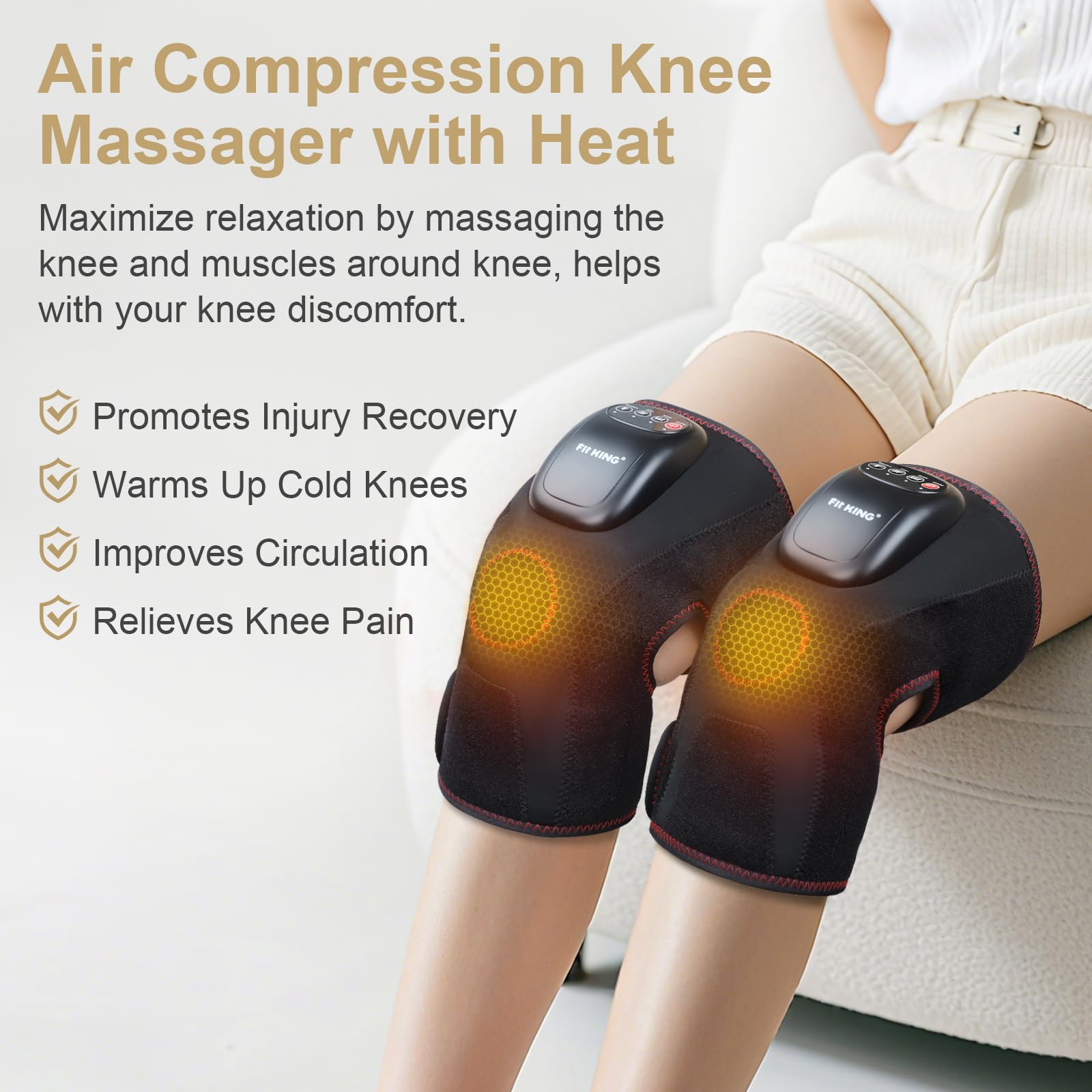 FIT KING knee massager control panel showing easy one-handed operation.