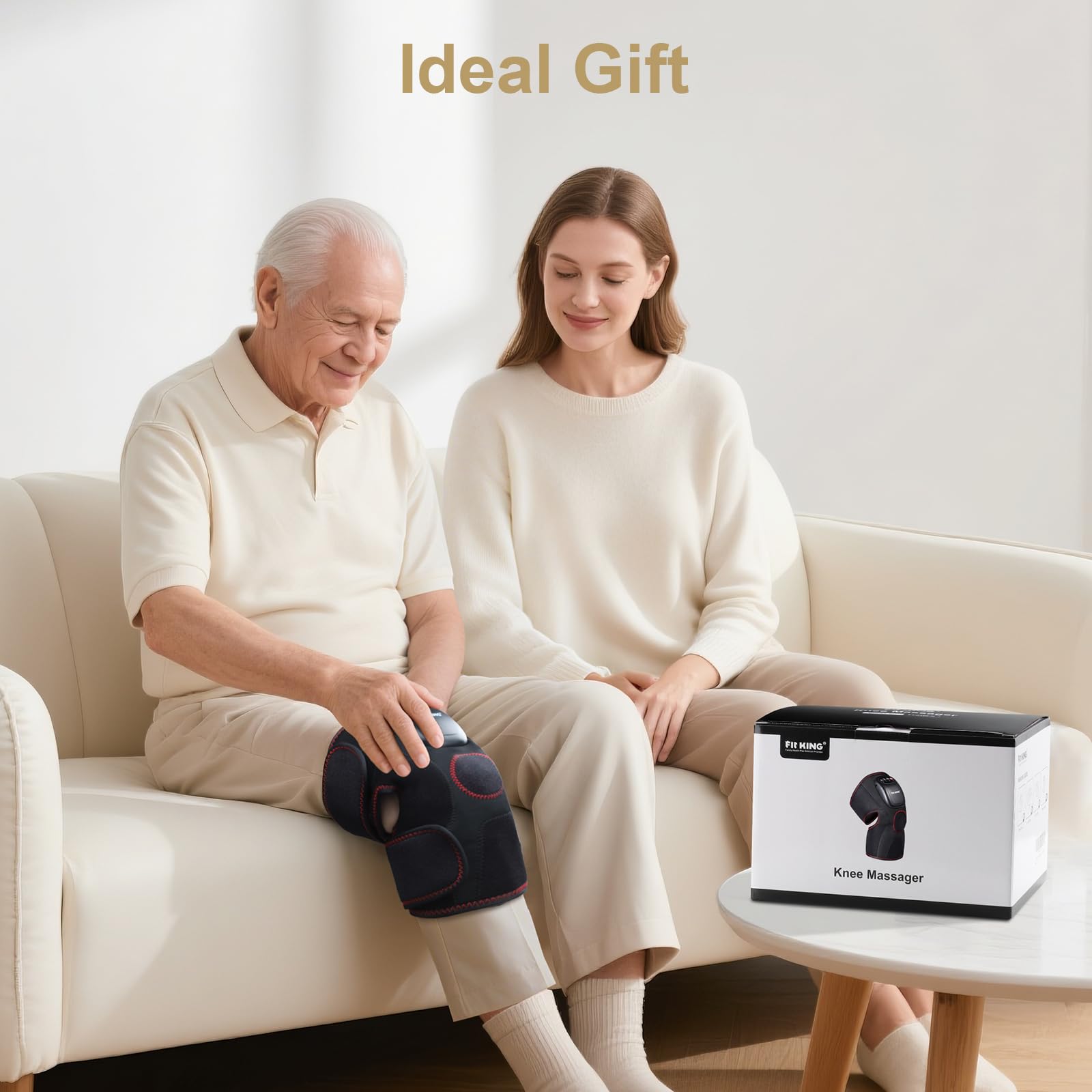 Gift packaging for FIT KING knee massager, suitable for wellness-focused recipients.