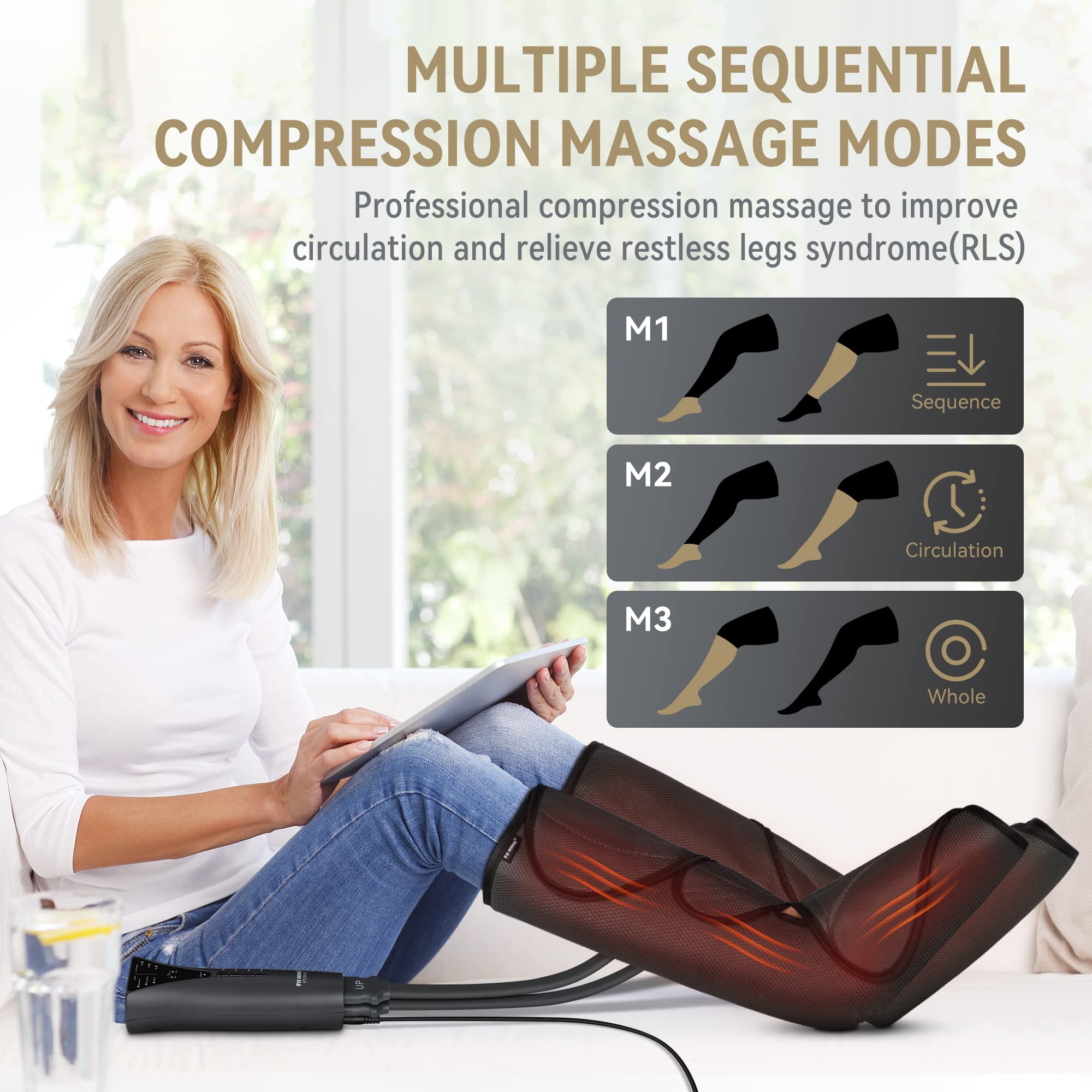 FIT KING massager in use on leg and foot delivering soothing compression