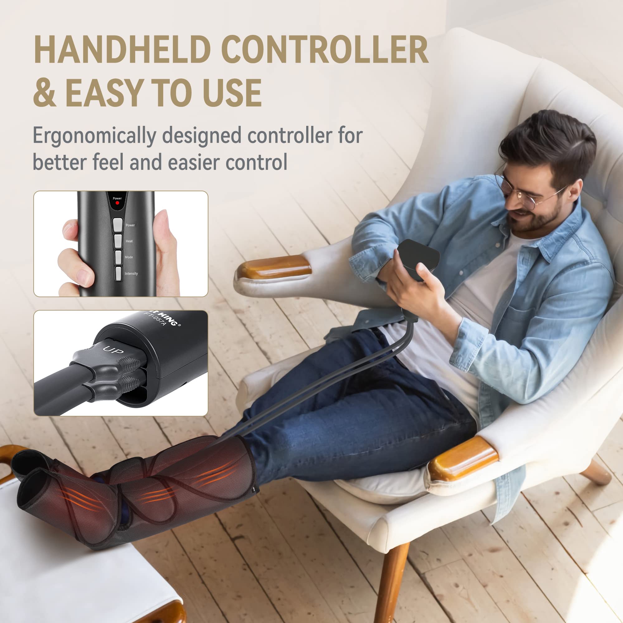 FIT KING control panel with modes and heat settings for customizable relief