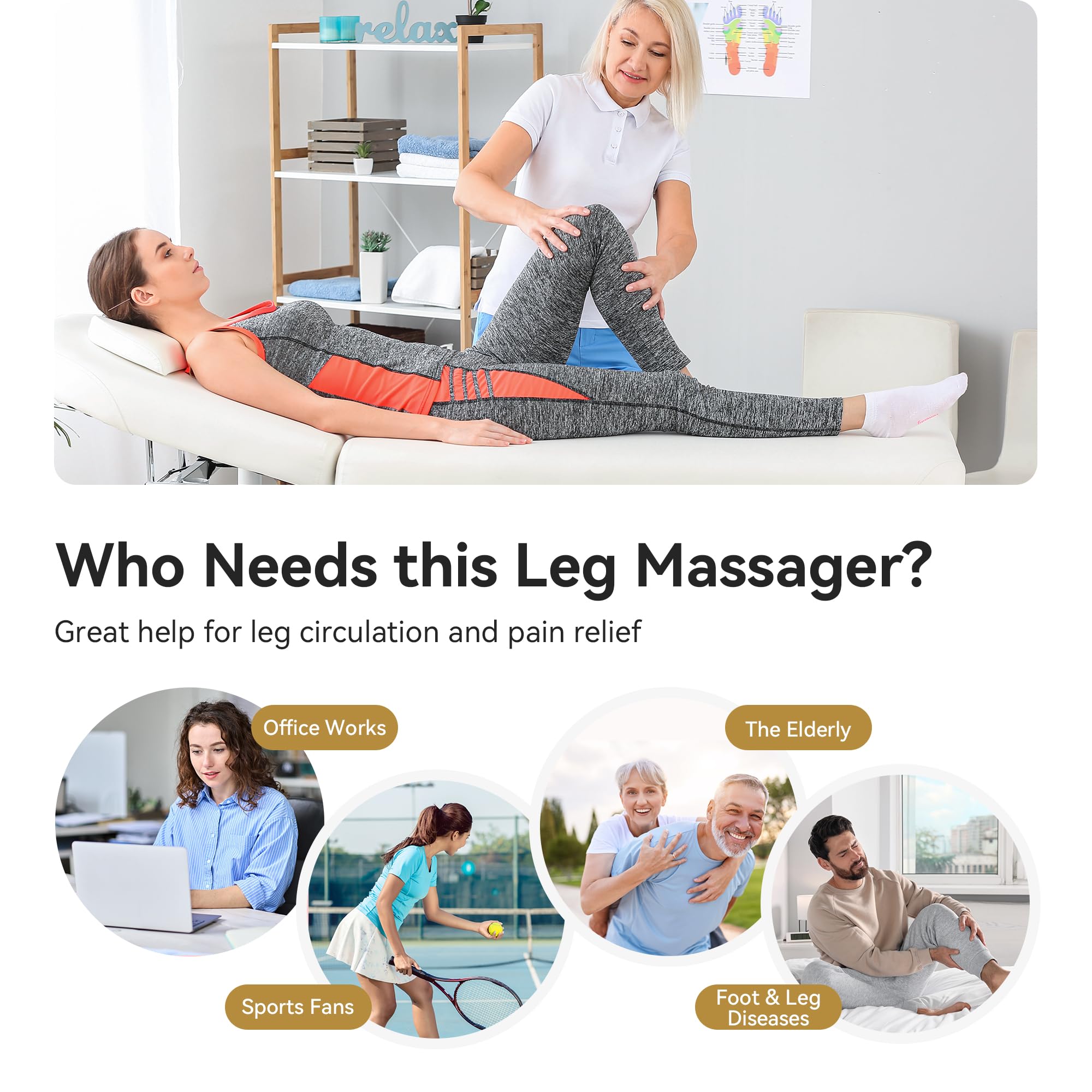 Size extenders included for FIT KING leg massager fit