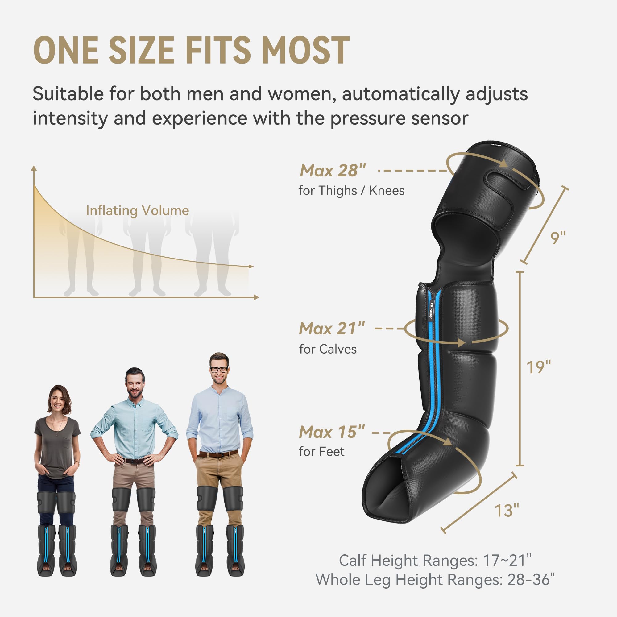Smart sensors tailor pressure to your height and leg shape.