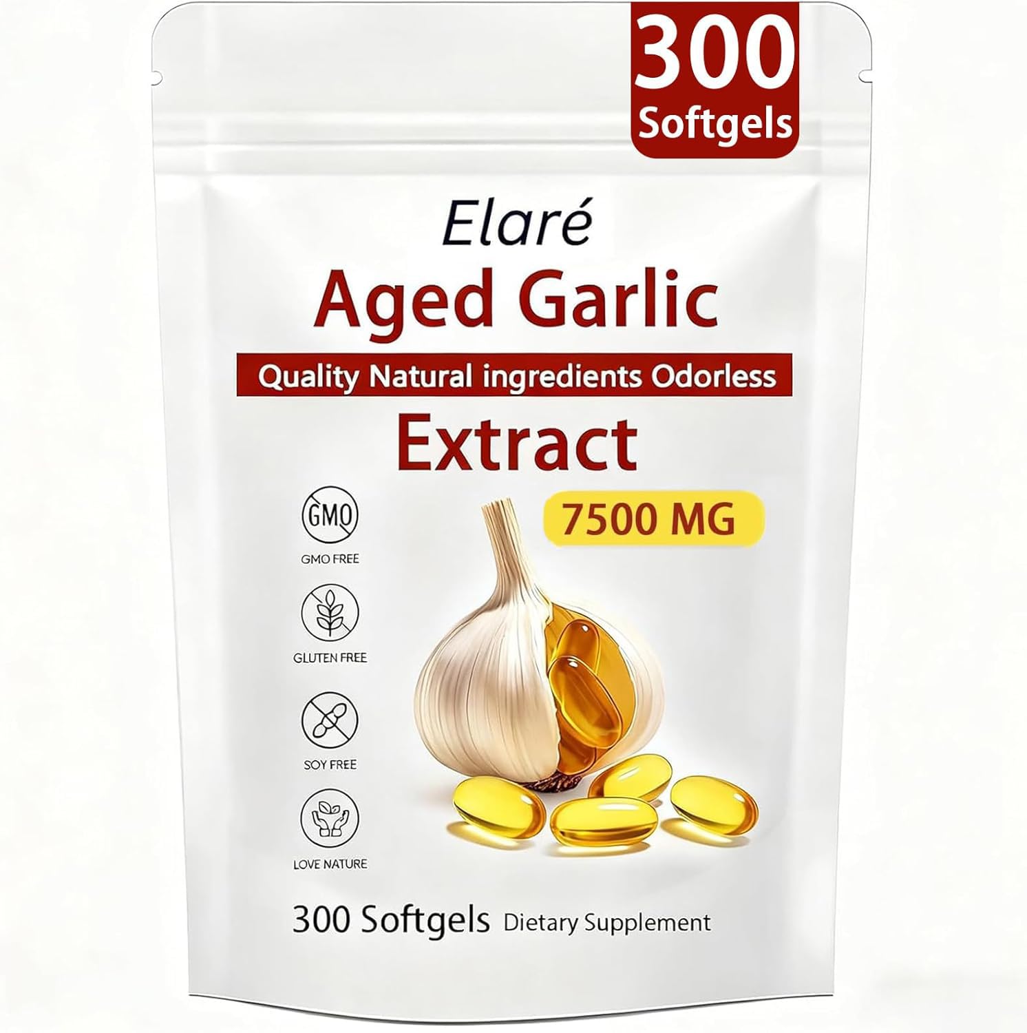 FITactic Elare garlic extract bottle front view for easy daily supplement routine.