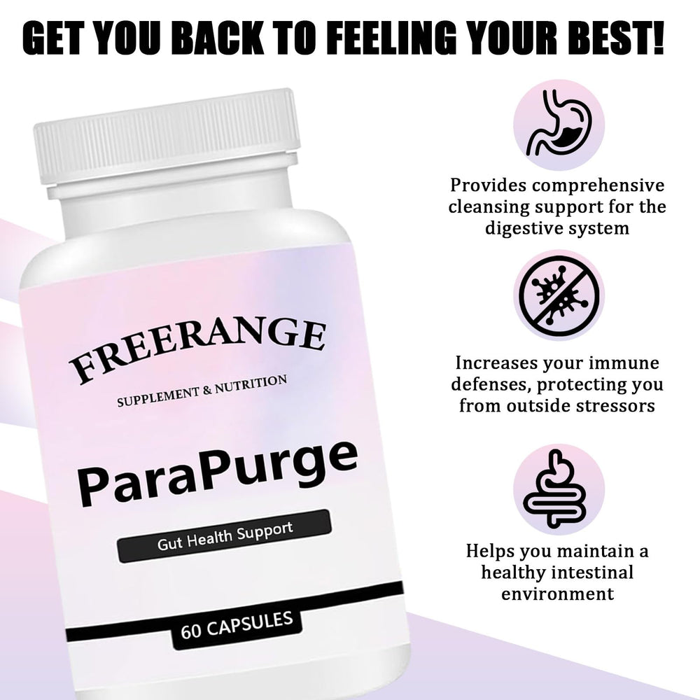 Close-up of FITactic ParaPurge capsules highlighting non-GMO formulation.