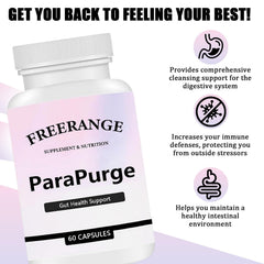 Close-up of FITactic ParaPurge capsules highlighting non-GMO formulation.