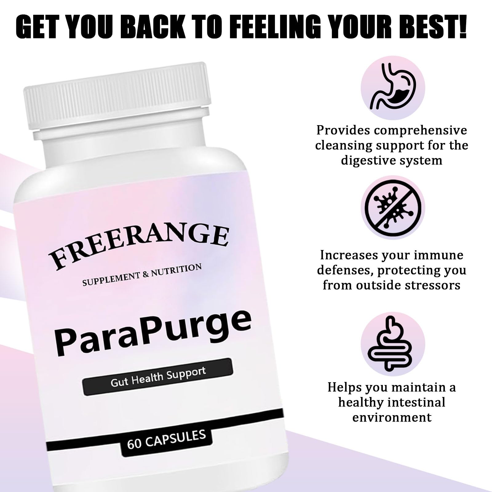FITactic ParaPurge capsules collection shows non-GMO formula for colon balance.