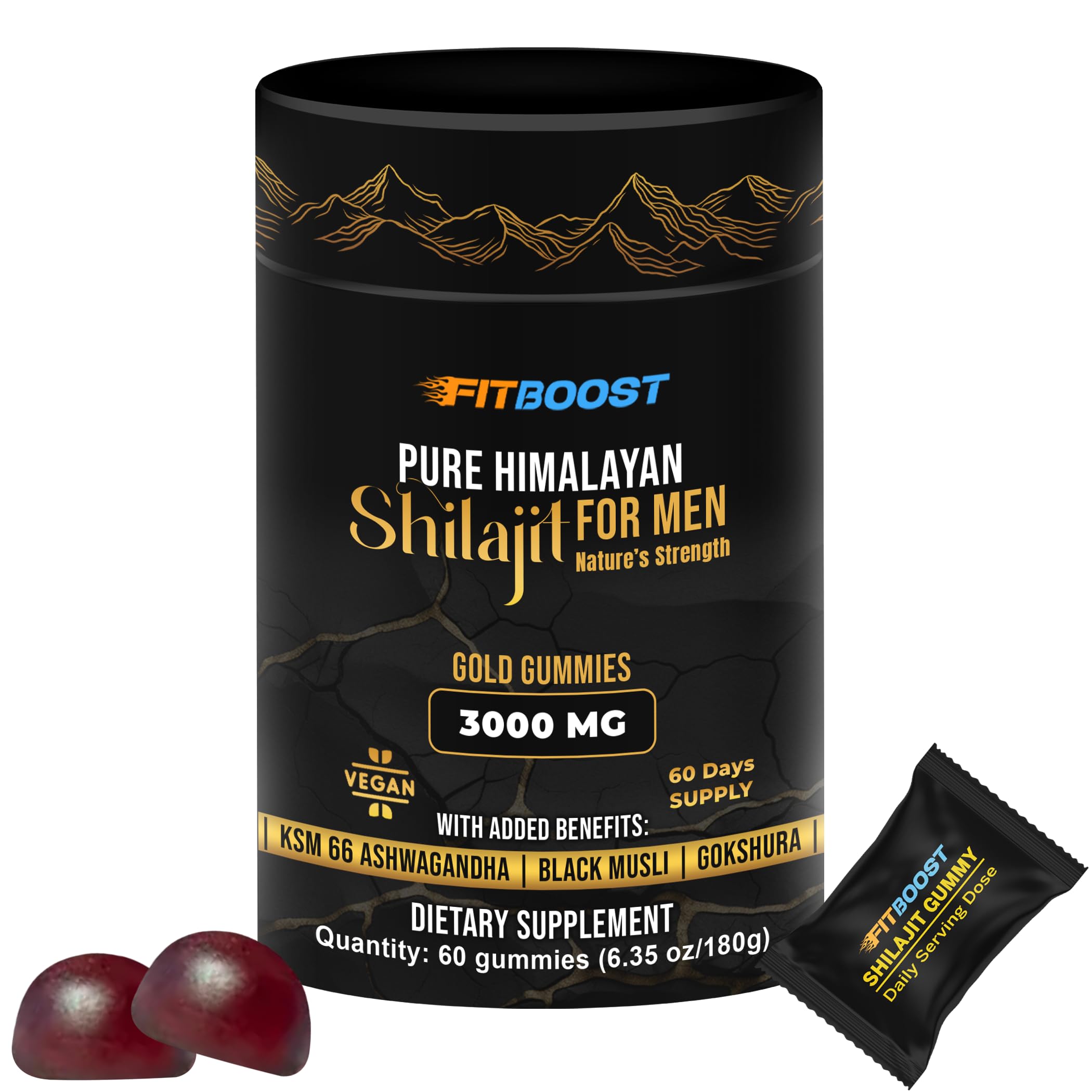 FITBOOST Shilajit Gummies empaque: presentación limpia y lista para viaje