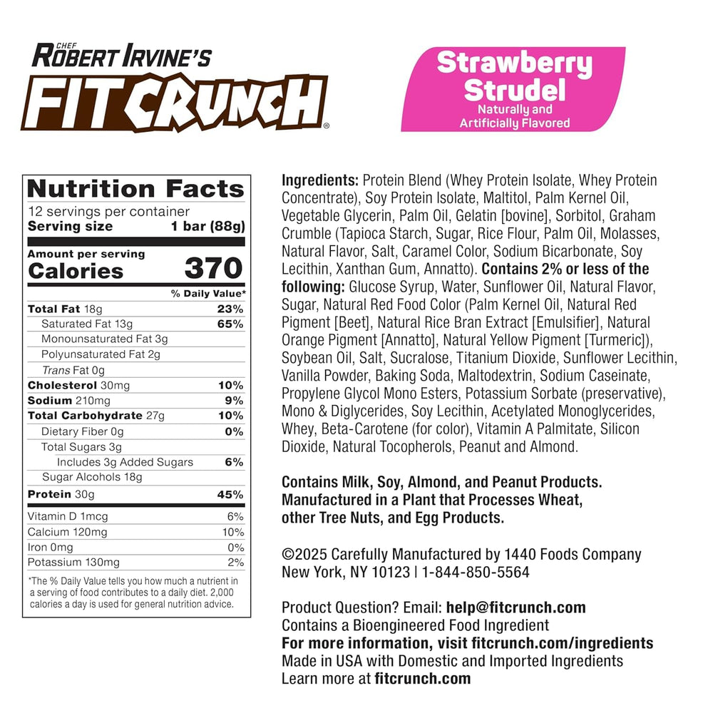 FITCRUNCH chocolate-coated layer details an indulgent, protein-rich treat.