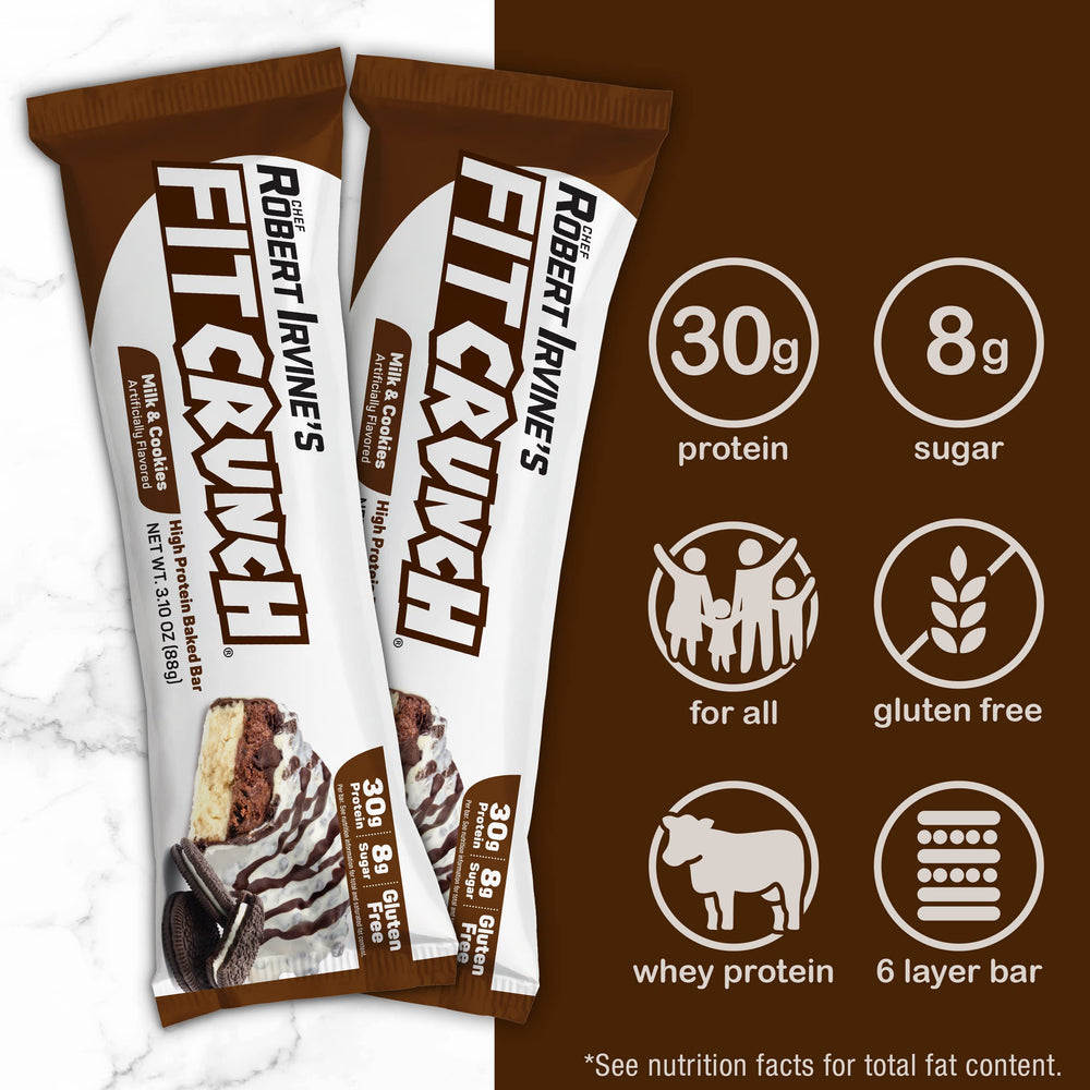 FITCRUNCH bar on desk suggests quick healthy snack during break.