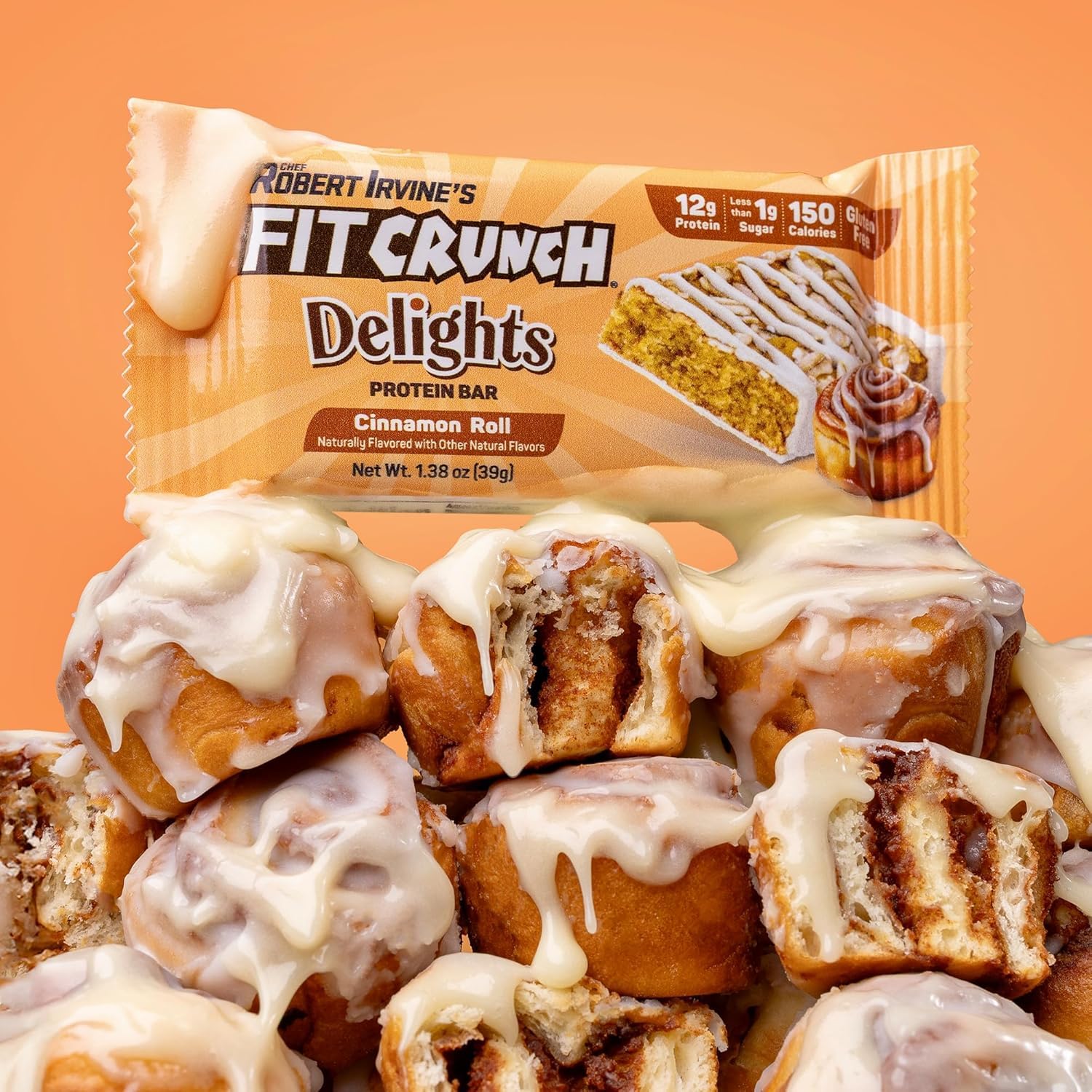 Fit Crunch Delights bar gluten free badge signals gluten free option