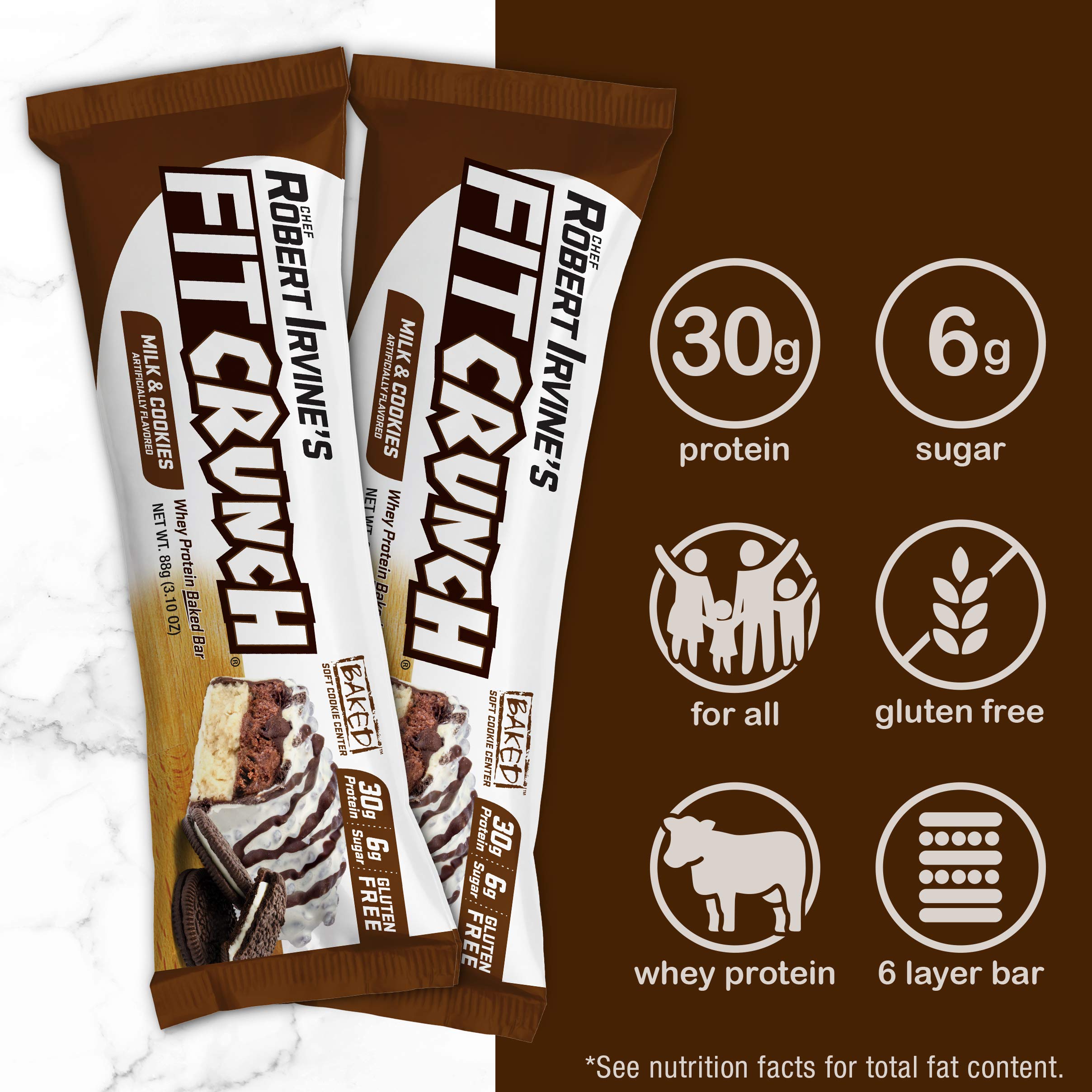 Fit Crunch Milk and Cookies bar unwrapped, showcasing a soft cake core.
