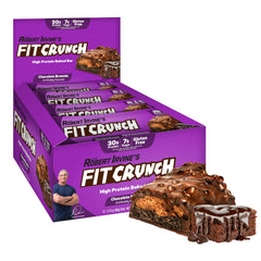 Fit Crunch full-size bar chocolate brownie pack shot showing protein-packed snack