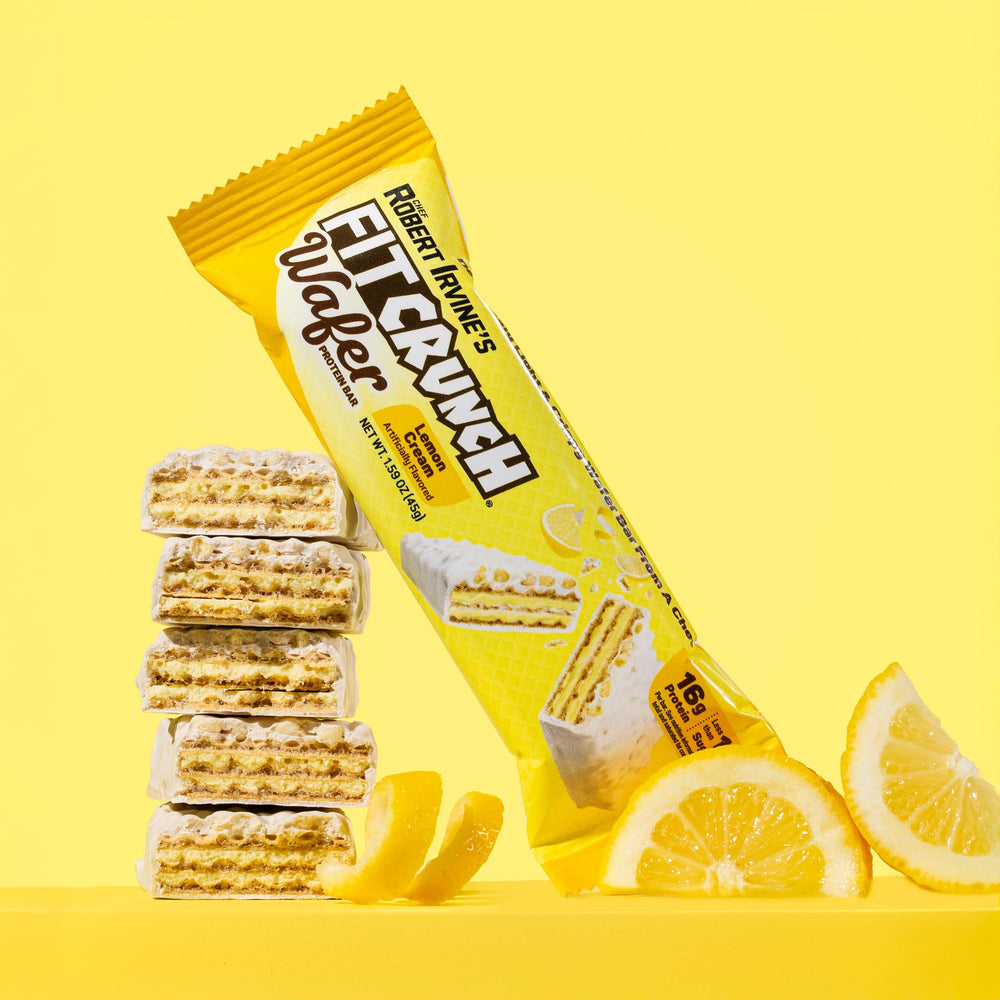 Fit Crunch Lemon Cream bar wrap showcasing premium coating and citrusy center.