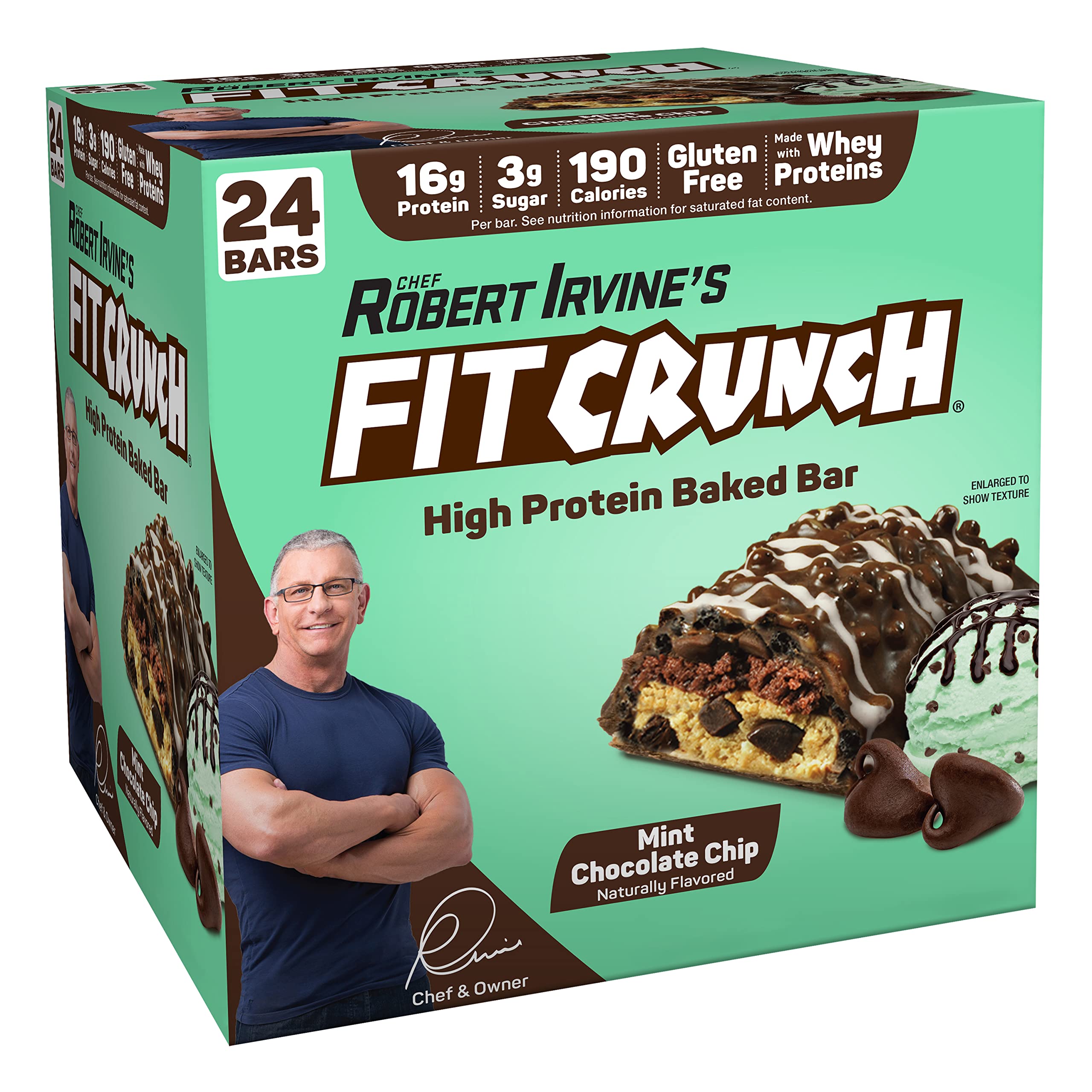Fit Crunch Mint Chocolate Chip snack pack highlights high-protein, gluten-free snacking for on-the-go.