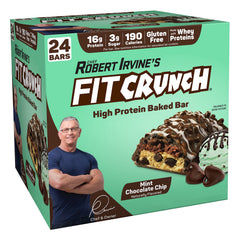 Fit Crunch Mint Chocolate Chip snack pack highlights high-protein, gluten-free snacking for on-the-go.