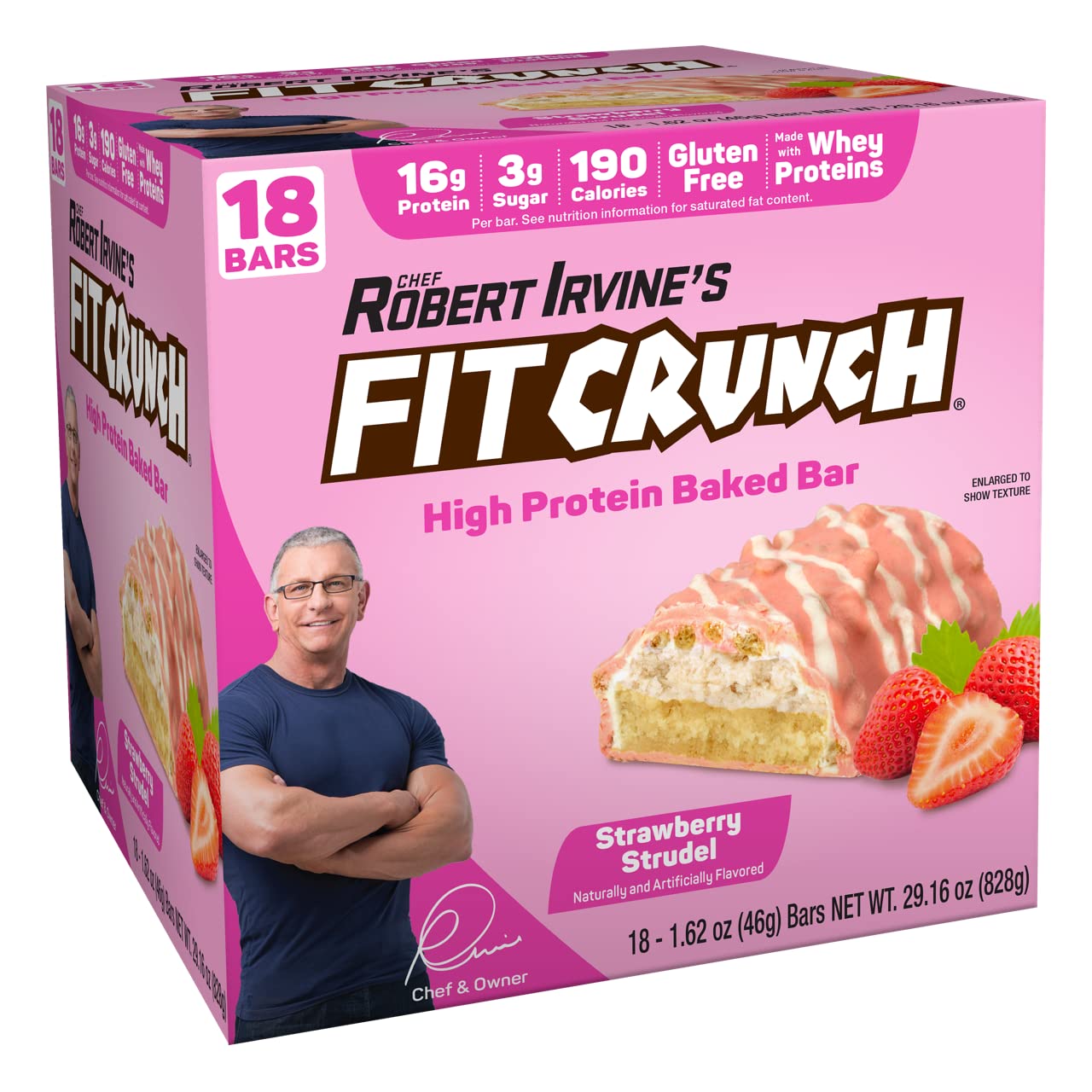 FITCRUNCH snack-size bar with 6 layer baked texture for protein boost